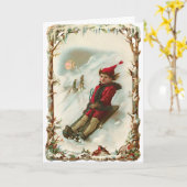 Vintage Weihnachten Winter Schlitten Karte (Gelbe Blume)