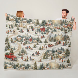 Vintage Weihnachten Winter Wonderland Fleecedecke