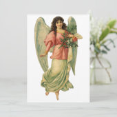 Vintage Weihnachts Angel in Rosa Einladung (Stehend Vorderseite)