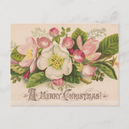 Vintage Weihnachts-Apfelblüten Postkarte