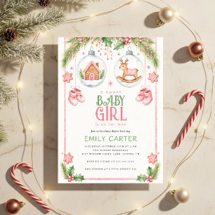 Vintage-Weihnachts-Baby-Girl-Shower-Einladung Einladung