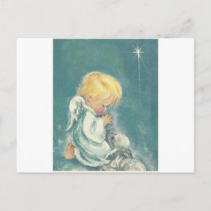 Vintage Weihnachts-Betender Engel Feiertagspostkarte