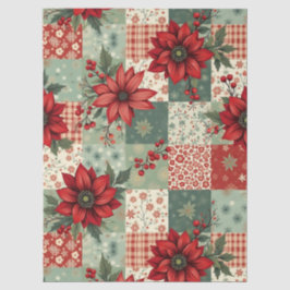 Vintage-Weihnachts-Blumen-Quilt-Muster-Decoupage  Seidenpapier