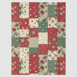 Vintage-Weihnachts-Blumen-Quilt-Muster-Dekupage  Seidenpapier