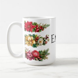Vintage-Weihnachts-Blumen- und Beeren-Aquarell-Cli Kaffeetasse
