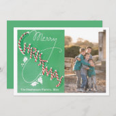 Vintage Weihnachts Candy Cane Fotokarte Feiertagskarte (Vorne/Hinten)