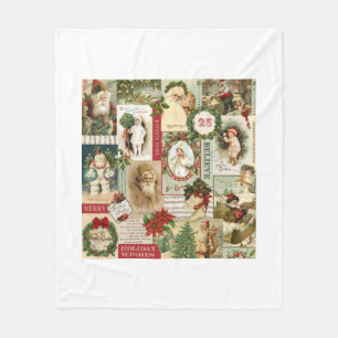 VINTAGE WEIHNACHTS-COLLAGE FLEECEDECKE