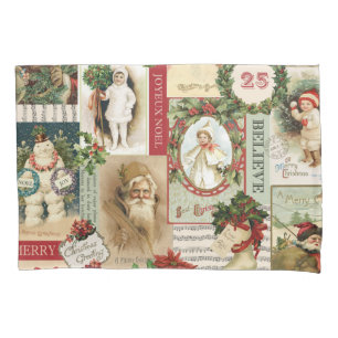 VINTAGE WEIHNACHTS-COLLAGE KISSENBEZUG