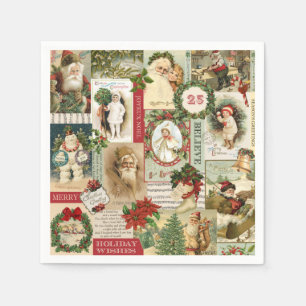 VINTAGE WEIHNACHTS-COLLAGE SERVIETTE