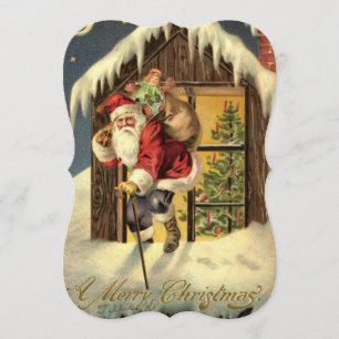 Vintage: Weihnachts-Dinner-Einladung - Einladung