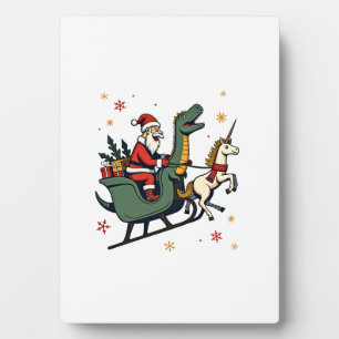 Vintage-Weihnachts-Dinosaurier-Einhorn-Schlitten L Fotoplatte