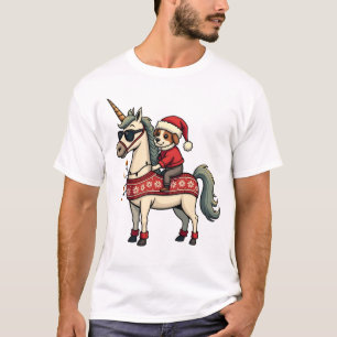 Vintage-Weihnachts-Einhorn-und-Hund-Hässlicher-Pul T-Shirt
