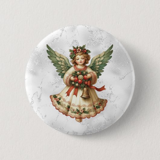 Vintage-Weihnachts-Engel-Knopf Button (Vorderseite)
