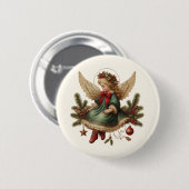 Vintage-Weihnachts-Engel-Knopf Button (Vorne & Hinten)