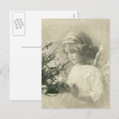 Vintage-Weihnachts-Engel-Mädchen-Postkarte Feiertagspostkarte (Vorne/Hinten)