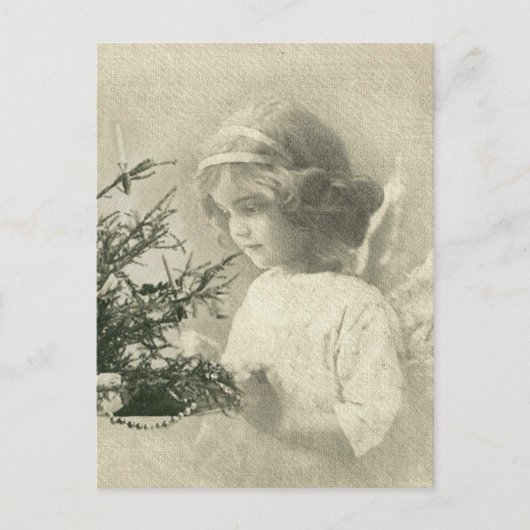 Vintage-Weihnachts-Engel-Mädchen-Postkarte Feiertagspostkarte (Vorderseite)