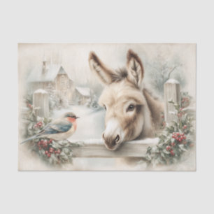 Vintage-Weihnachts-Esel und Robin-Dekupage Seidenpapier