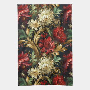 Vintage-Weihnachts-Fantasie-Blumenmuster Geschirrtuch