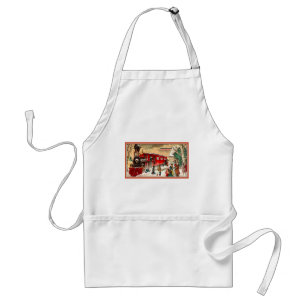 Vintage-Weihnachts-Feiertags-Bahnhof Schürze