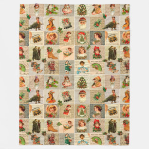 Vintage-Weihnachts-Flies-Decke, groß Fleecedecke