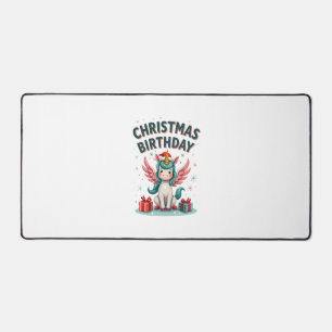 Vintage-Weihnachts-Geburtstagsmädchen-Einhorn-Süß- Schreibtischunterlage