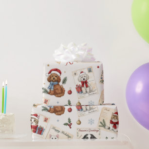 Vintage-Weihnachts-Geschenkpapier für Haustiere Geschenkpapier