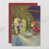 Vintage Weihnachts Gnomes Schnee Skifahren Feiertagskarte (Vorne/Hinten)