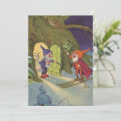 Vintage Weihnachts Gnomes Schnee Skifahren Feiertagskarte (Stehend Vorderseite)