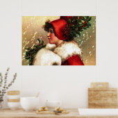 Vintage Weihnachts Grüße Poster (Küche)