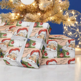 Vintage-Weihnachts-Hallo! Fröhlicher Weihnachtsman Geschenkpapier