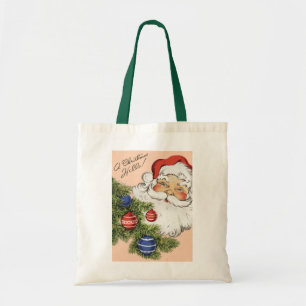 Vintage-Weihnachts-Hallo! Fröhlicher Weihnachtsman Tragetasche