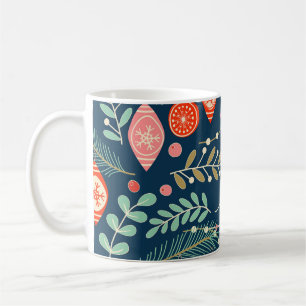 Vintage Weihnachts Hand gezogen Nahtlos Kaffeetasse