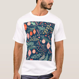 Vintage Weihnachts Hand gezogen Nahtlos T-Shirt