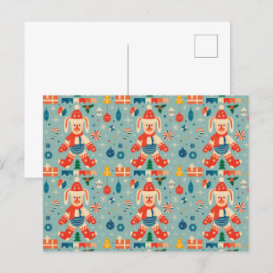 Vintage-Weihnachts-Hase, Weihnachtsbaumschmuck und Postkarte