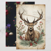 Vintage-Weihnachts-Hirsch-Decoupage-Kunst (Vorne/Hinten)