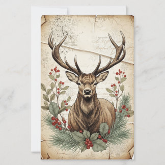 Vintage-Weihnachts-Hirsch-Decoupage-Kunst