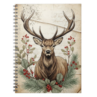 Vintage-Weihnachts-Hirsch-Decoupage-Kunst Notizblock