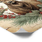 Vintage-Weihnachts-Hirsch-Decoupage-Kunst Poster (Ecke)