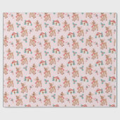 Vintage Weihnachts Hirsch und Pilzhaus Muster Geschenkpapier (Flach)