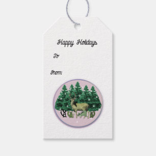 Vintage-Weihnachts-Hirsch-Waldtier-Geschenkanhänge Geschenkanhänger