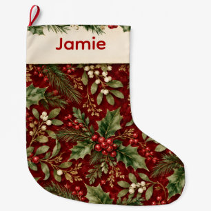 Vintage-Weihnachts-Holly-Strumpf Großer Weihnachtsstrumpf
