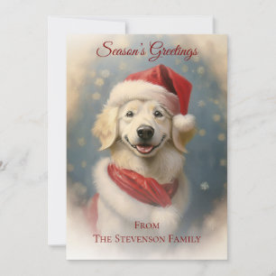 Vintage Weihnachts Hund Santa Weihnachtskarte Feiertagskarte