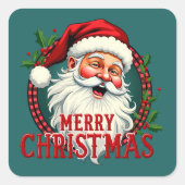 Vintage Weihnachts-Illustration Quadratischer Aufkleber (Vorderseite)