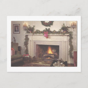 Vintage Weihnachts-Kamin Feiertagspostkarte