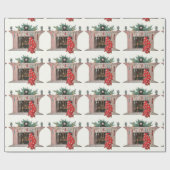 Vintage-Weihnachts-Kaminschmuck Geschenkpapier (Flach)