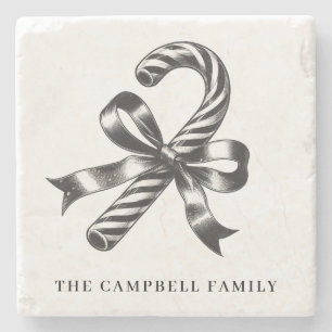 Vintage-Weihnachts-Kandiszuckerhut-Familienname Steinuntersetzer