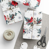 Vintage Weihnachts-Kardinal Poinsettia Pattern Geschenkpapier
