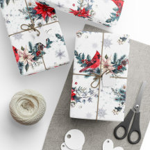 Vintage Weihnachts-Kardinal Poinsettia Pattern