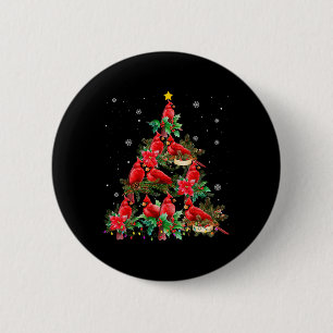 Vintage-Weihnachts-Kardinalvögel Baumlichter Lusti Button