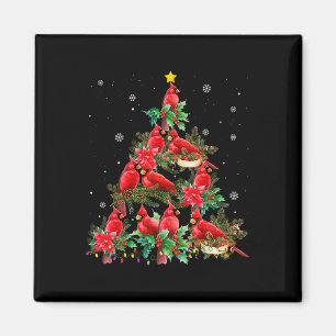 Vintage-Weihnachts-Kardinalvögel-Baumlichter Lusti Magnet